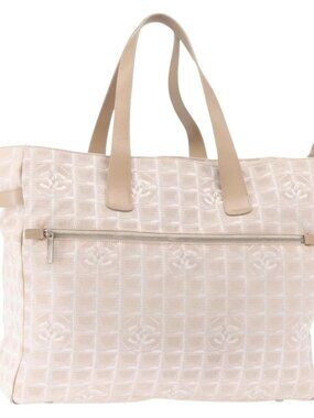 CHANEL New Travel Line Tote Bag Nylon Pink gold CC Auth ep12654